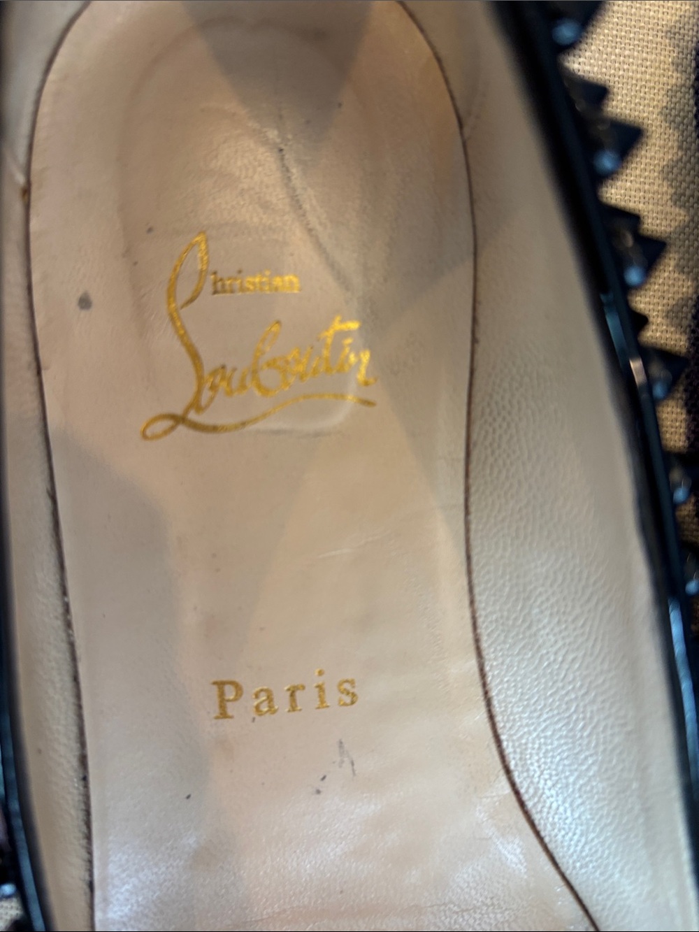 Christian Louboutin Black Patent Spike-Embellished Ballet Flats - Picture 7 of 8
